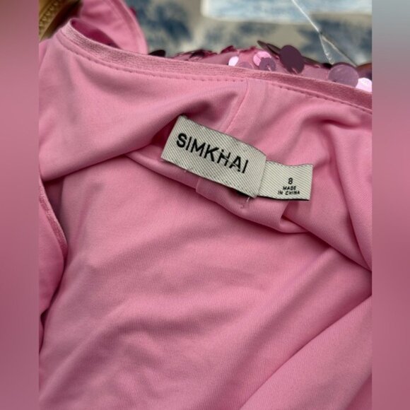 🆕 SIMKHAI 🧿 NWOT Bex Sequined Embellished Maxi Dress, Sorbet Pink - Sz US 8 - Picture 13 of 13